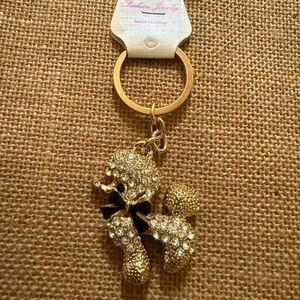 Fashion Jewelry Gold Crystal Dog Keychain